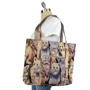 Vintage Cat Kittens Mulit-colored Tapestry Shoulder Bag Tote